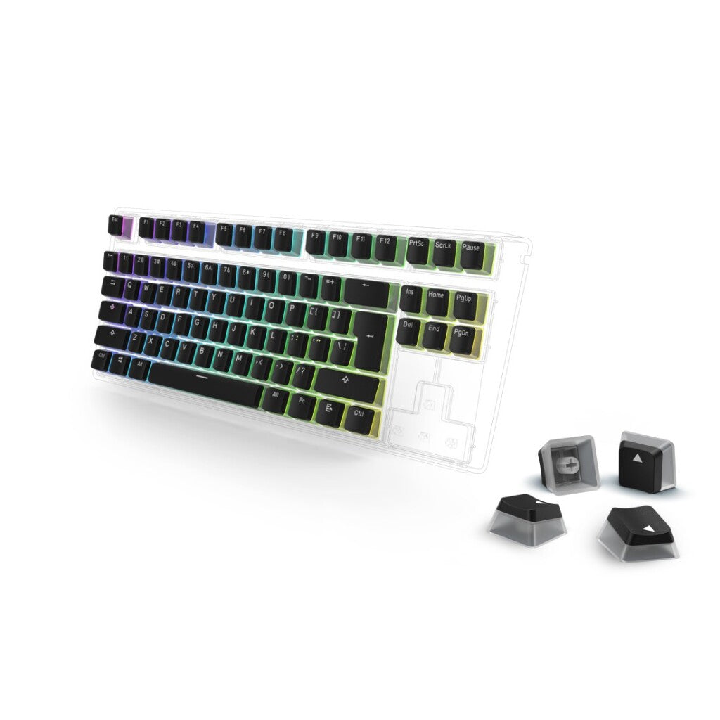 uRage Set Pudding-Keycaps Zwart/Transparant