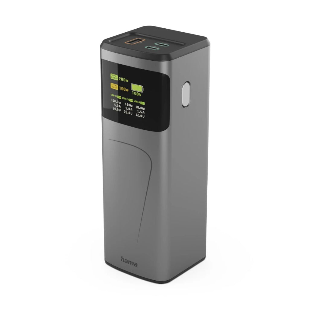Hama Power Pack High Power 200W 24000 mAh 2x USB-C USB-A Grijs