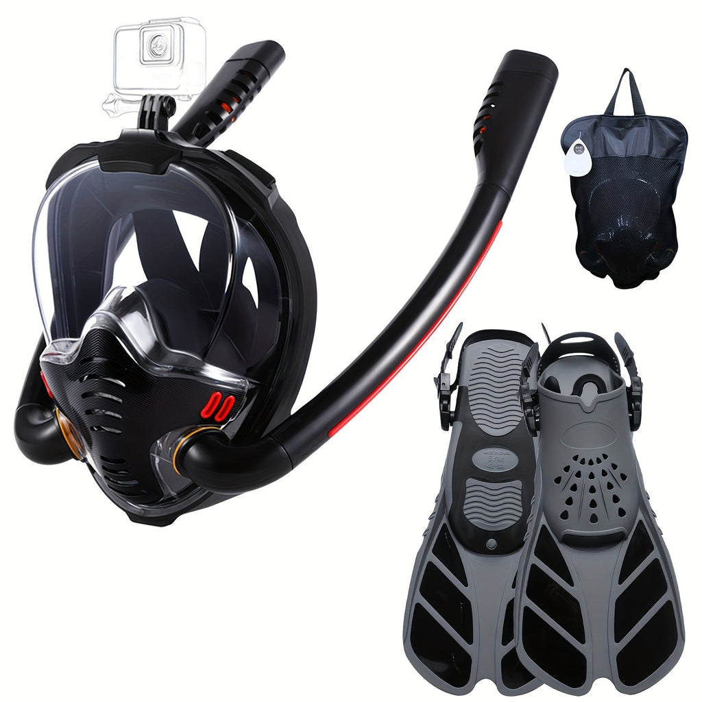 Full Face Snorkel Mask Set with Flippers-0