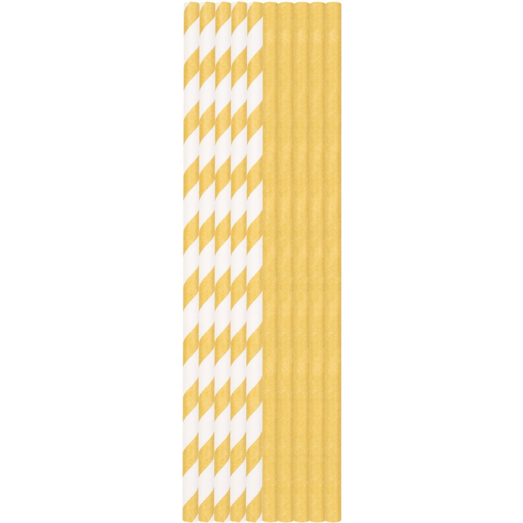 Duni Papieren Rietjes 25 Stuks Goud/Wit