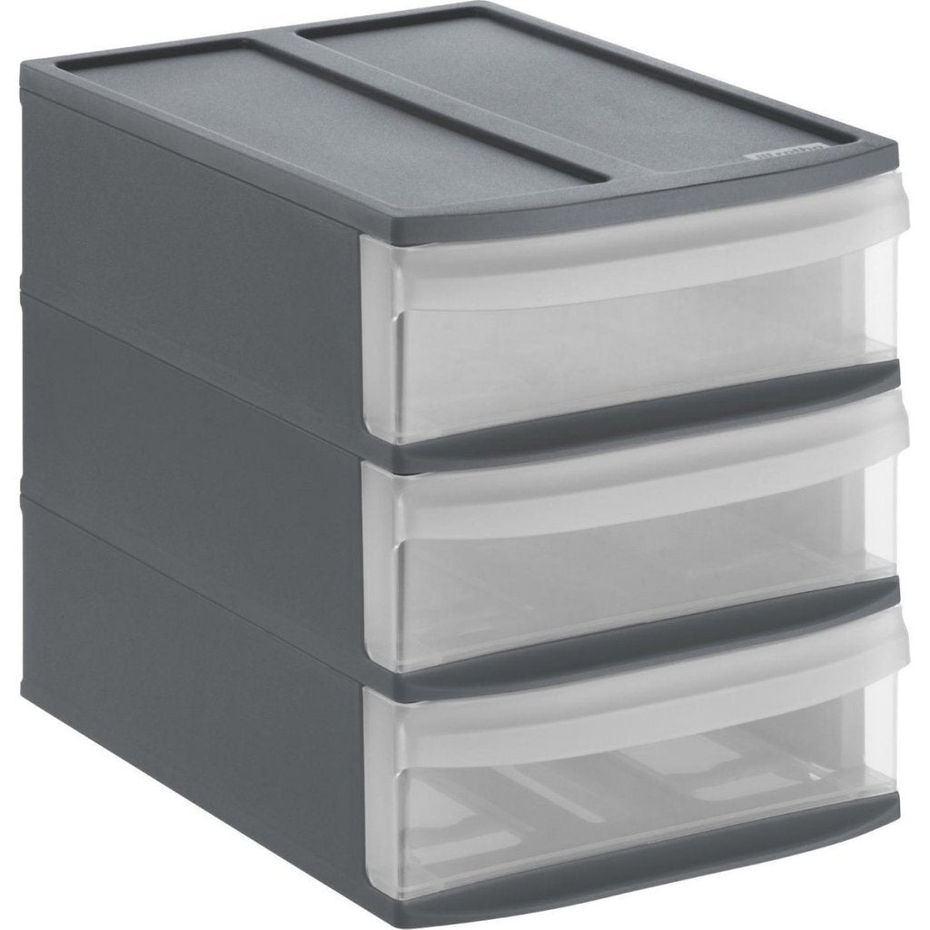 Rotho SYSTEMIX Design Ladekast met 3 Lades 26.5x19.2x23.3 cm Antraciet