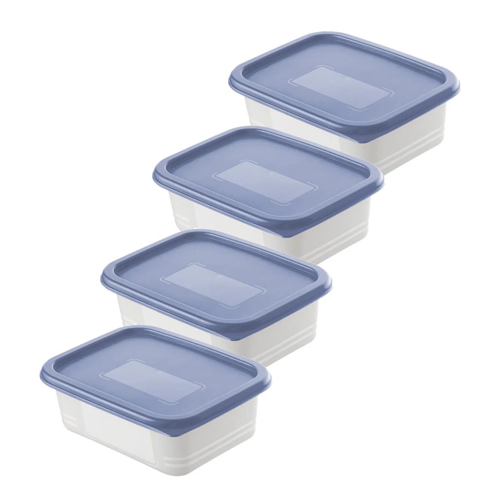 Rotho Domino Diepvriesdozen Etiket Decor 4x0.5L Horizon Blauw/Wit