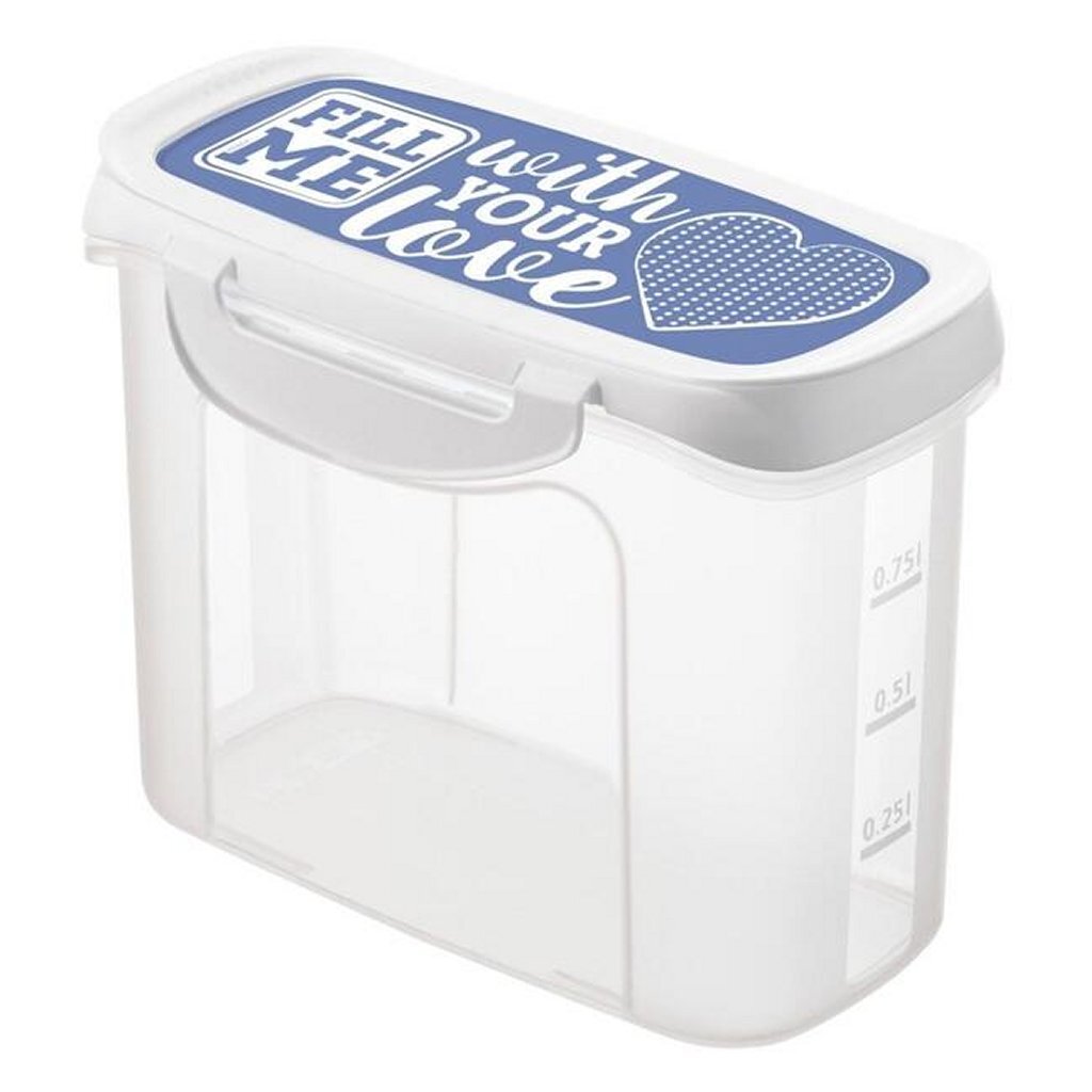 Rotho CLIC & LOCK Bewaar-Strooidoos 1L Blauw/Wit/Transparant