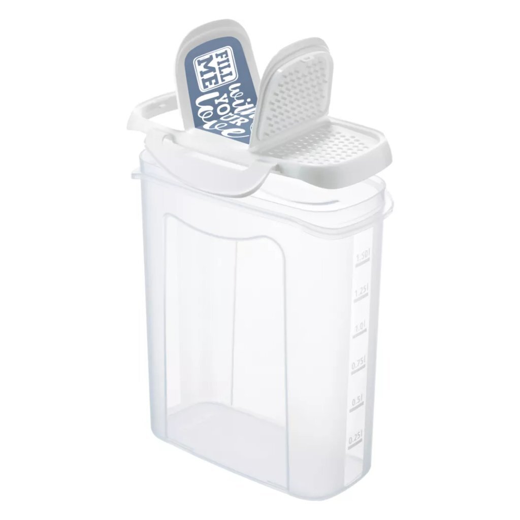 Rotho CLIC & LOCK Bewaar- en Strooidoos 1.5L Wit/Transparant