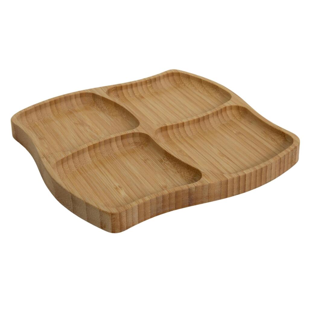 Bamboe Tapasbord met 4 Vakken 20x20x1.5 cm