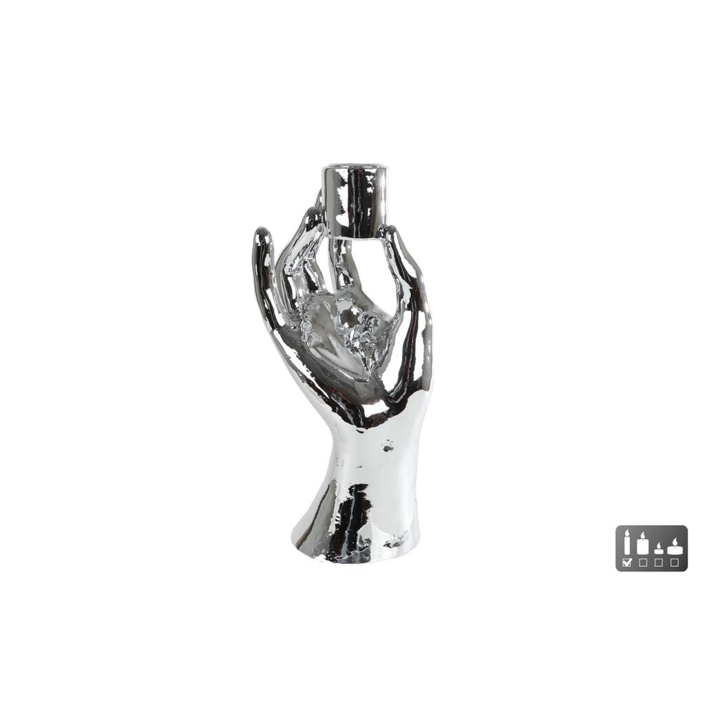 Kandelaar Hand 10x8x21 cm Zilver
