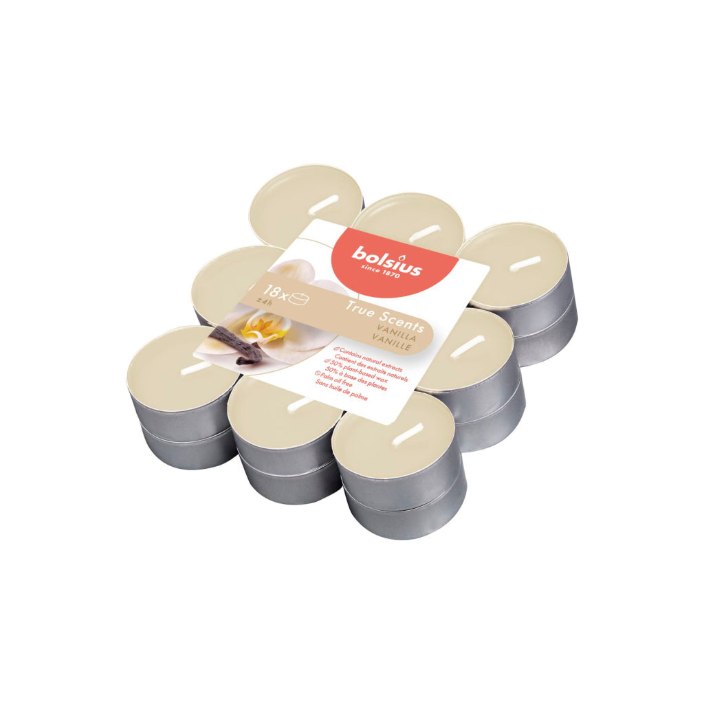 Bolsius True Scents Geurtheelichten Vanille 4 uur 18 Stuks