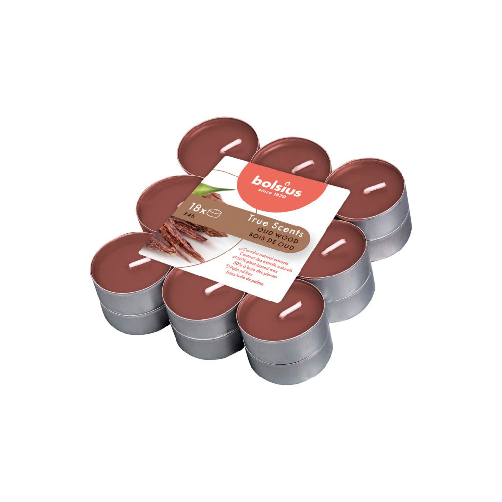 Bolsius True Scents Geurtheelichten Oud Wood 4 Branduren 18 Stuks