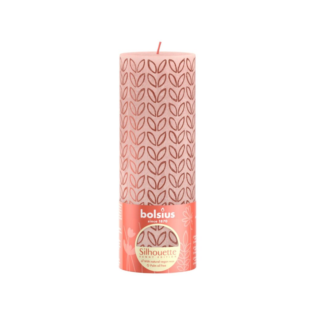Bolsius Rustieke Stompkaars 19x6,8 cm Misty Pink met Print