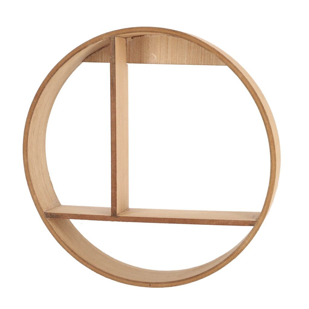 Decoratie Houten Wandrek Rond 37 cm Assorti