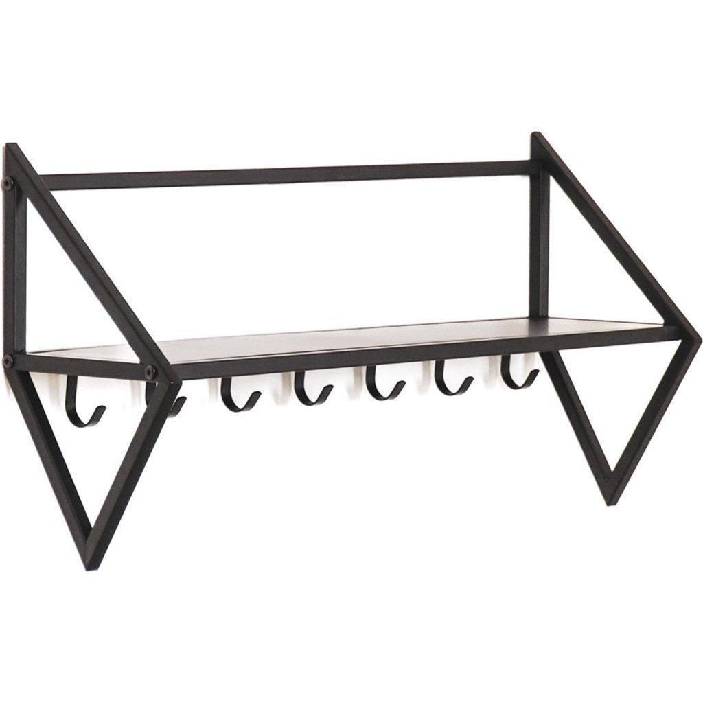 Housevitamin Wandkapstok met 7 Haken 71.5x21.7x36 cm Zwart/Metaal