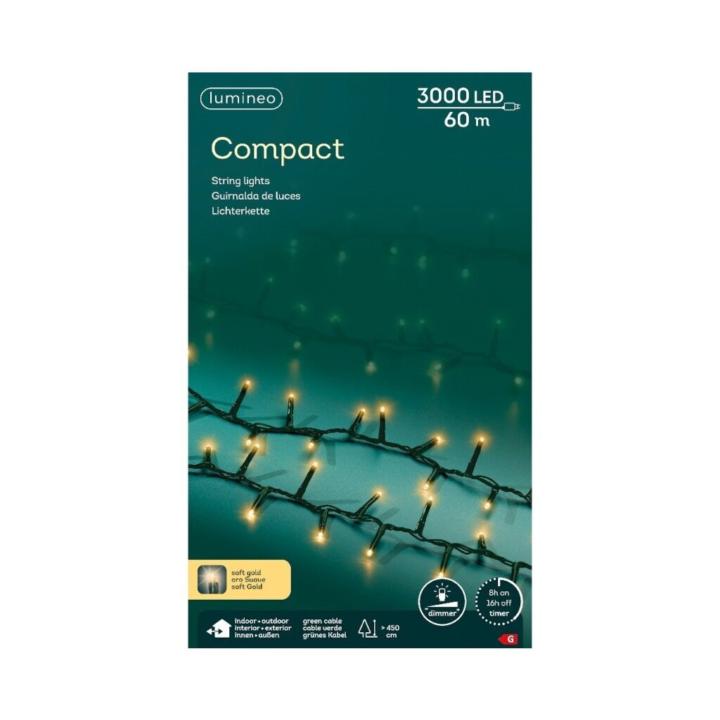 Lumineo LED Compact 3000 LEDs 60 m Groen Soft Gold Licht