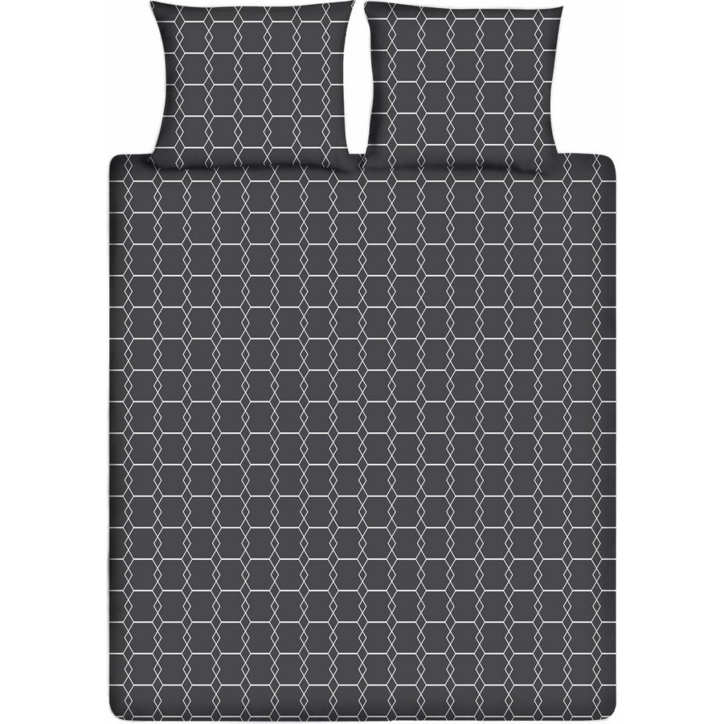 Ten Cate Katoenen Eenpersoons Dekbedovertrek 140x200/220 cm Graphic Antraciet