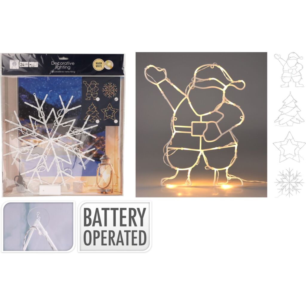 Kerstfiguur 24Led Warm Wit Verschillende Uitvoeringen