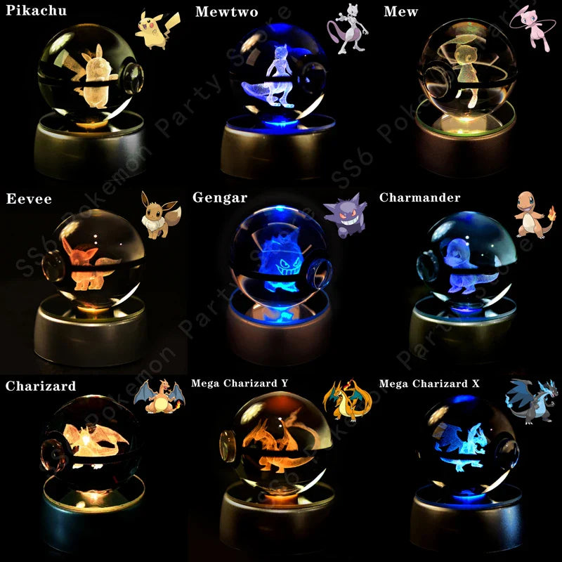 Pokemon Crystal Ball 3D Lamp Night Light